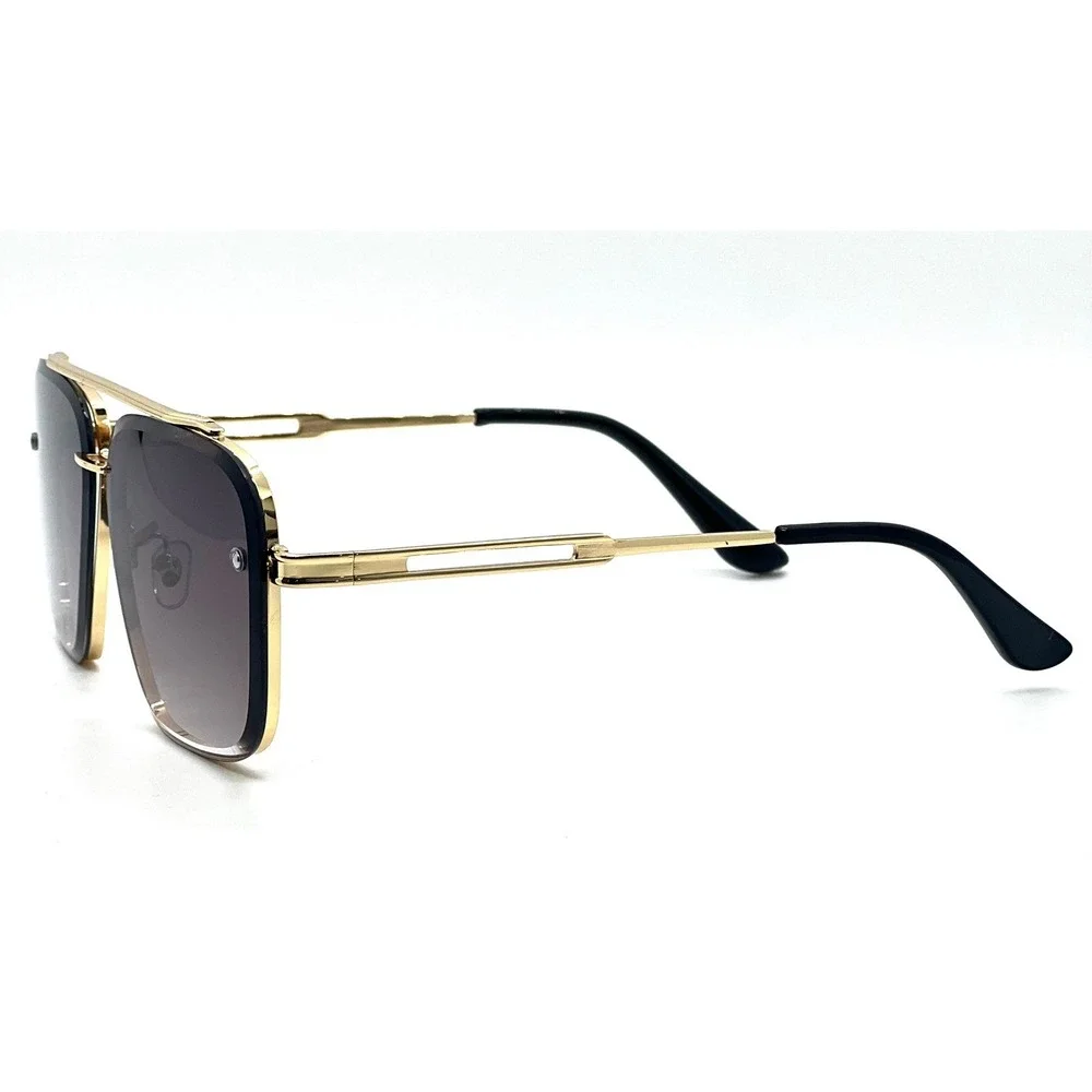 Square Fashion‎ Sunglasses Gold Frame Gray Gradient Lens Fashion Shades Classic
